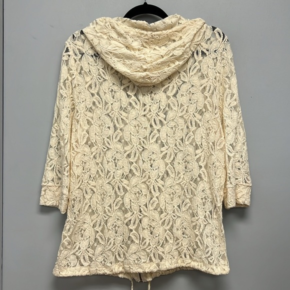 Urban Outfitters Staring at Stars Cream Lace Zip Up Hoodie Size Large - Picture 2 of 7